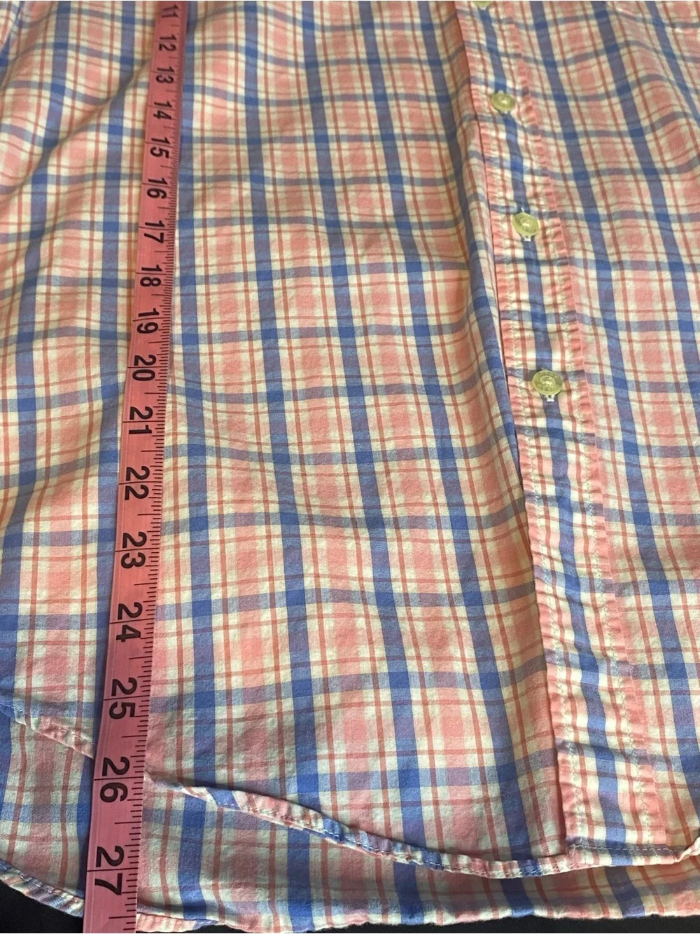 Mens J Crew Tailored Woven Cotton Button Up Size Large 100% Cotton Pink/Blue